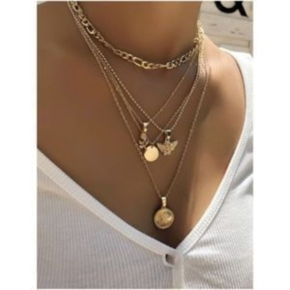 Bohemian Boho Rose Pendant Multilayer Necklace - Picture 1 of 3